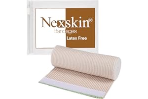 Premium Elastic Bandage Wrap (6” Wide, 1 Pack) - Nexskin Latex Free Athletic/Medical Compression Bandages Hook & Loop Fasteners at Both Ends - Lifetime Washable & Reusable Bandages