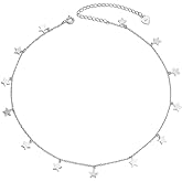 Sterling Silver Jewelry Choker Necklace Pendant Disc Chain Statement Necklace For Women 13+3 inches