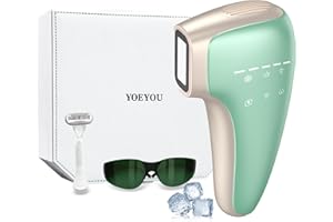 YOEYOU Painless IPL Laser Hair Removal for Women & Men with 39°F Sapphire Ice Cooling — Fast, Permanent Hair Reduction for Face, Legs & Bikini, 999,999 Flashes, Salon-Smooth Results at Home