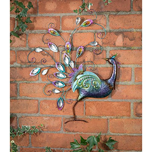 spot on dealz Hand-finished Diamante Peacock Wall Art With Jewel Details - Back Facing