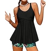 Ghteas Girls Swimsuit 2 Piece Girl Tankini Swimwear Printed Swim Shorts Tank Top Set Girl Bathing Suit for 7-16 Years