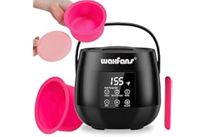 WAXFANS Smart Digital Wax Machine with Auto Temperature Control for Safe Hair Removal - Suitable for Brazilian, Bikini, Facial, Eyebrow, Nose & Full Body Waxing (with a Silicone Bowl)