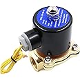 Baomain 1/2 inch Brass Electric Solenoid Valve Water DC 12V N/C Valve Air 2W-160-15