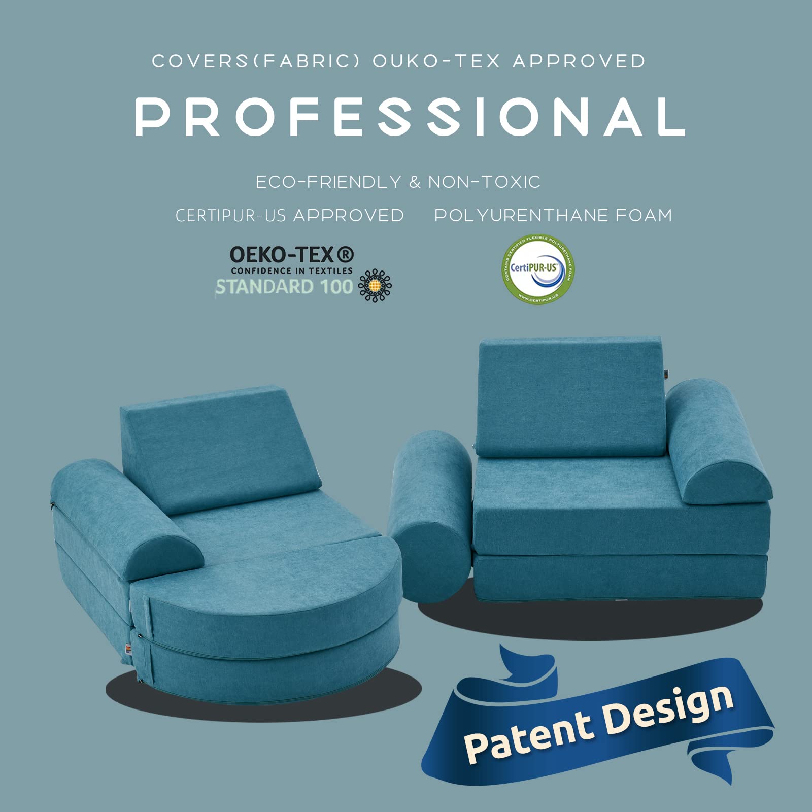 jela Couch 14PCS Luxury, Floor Sofa Modular Furniture for Adults,Kids. Playhouse Play Set for Toddlers Babies, Modular Foam Play Couch, Modular Sectional Sofa (Teal, 57