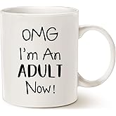 MAUAG Funny 18th Birthday Gifts for Son, Daughter, Children, Best Friend, OMG I'm An Adult Now Coffee Mug, Born In 2005 2006 Year Gift for 18 Year Old White 11 Oz