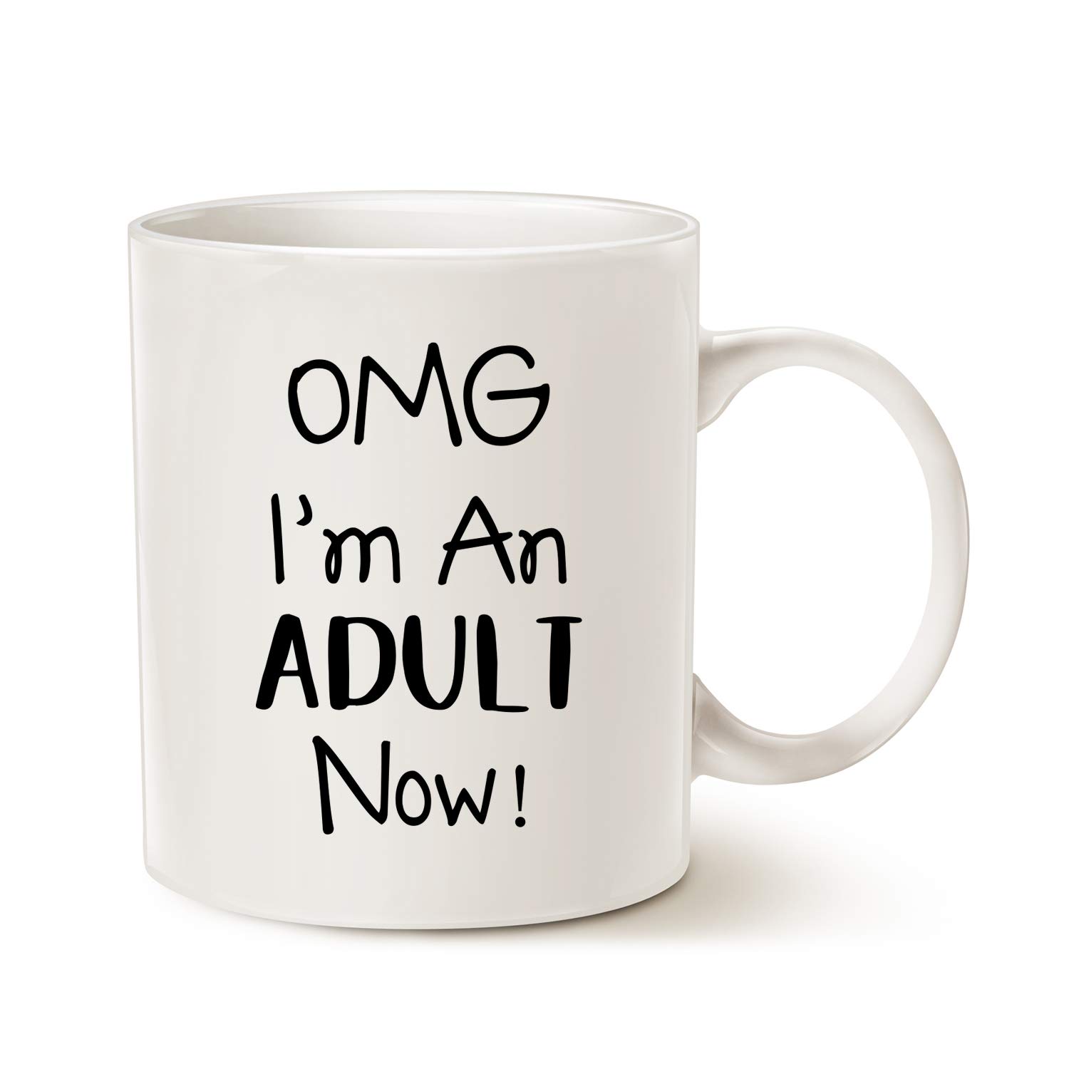 This Funny 18th Birthday Gifts for Son, Daughter, Children, Best Friend, OMG I'm an Adult Now Coffee Mug, Born in 2005 2006 Year Gift for 18 Year Old White 11 Oz