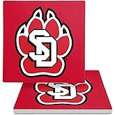 GRAPHICS & MORE South Dakota Primary Logo Square Ceramic Coasters, Set of 2, 3.9" Ceramic Stone & Cork Base, Drink Coaster for Tabletop Protection