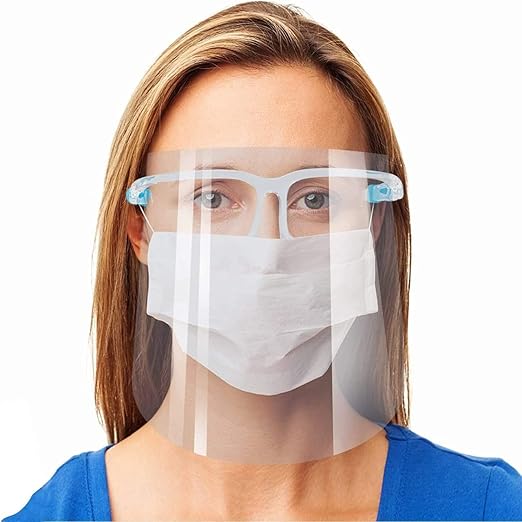 FEDORA EMPIRE Reusable Goggles Face Shield Mask Full Protection from Virus Dust for Eyes Nose Safety Transparent Visor Comfortable Frame with 1 Extra Visor Children Men Women Doctors