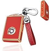 SANRILY 1 Pcs for Volvo Key Fob Cover XC90 XC60 S60 XC40 Keyless Full Covered Key Protector Shell with Keychain TPU Fashion Golden Edge Key Case Red