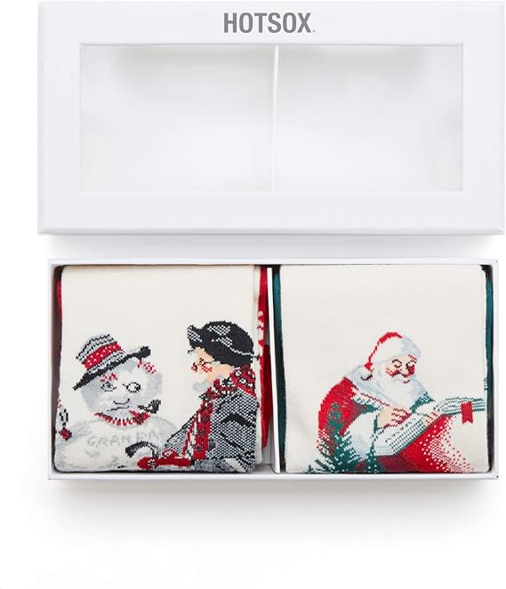 Amazon 公式 Hotsox ギフト 靴下 メンズ クリスマスプレゼント 男性用 24 28 5cm 2足セット スノーマン グッドディーズ 靴下 レッグウェア 通販