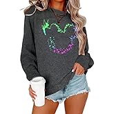 Tewmeu Magical Sweatshirt Women Crewneck Magic Kingdom Shirt Family Holiday Long Sleeve Pullover Tops