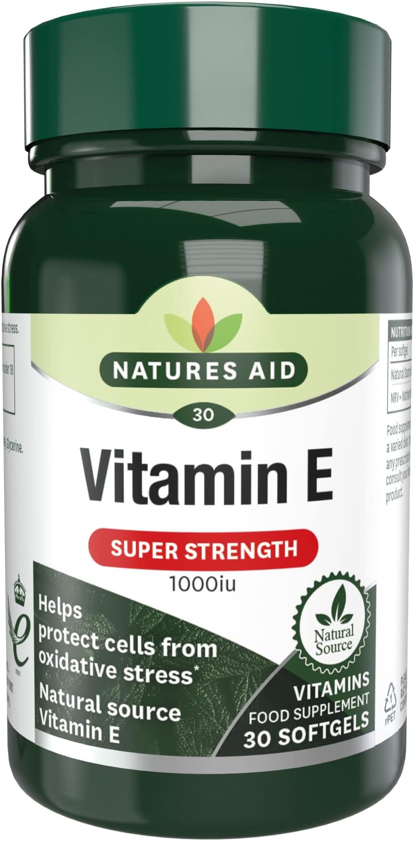 Natures Aid Vitamin E 1000iu - High Strength Natural Antioxidant 30 Softgels