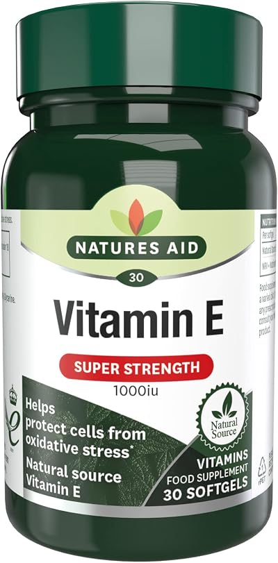 Natures Aid Vitamin E 1000iu - High Strength Natural Antioxidant 30 Softgels