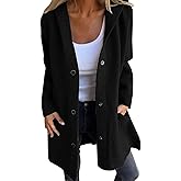 Nkgra Casual Single Breasted Hooded Jacket Women lightweight Flannel Long Fall Jackets Dressy Trench Coat