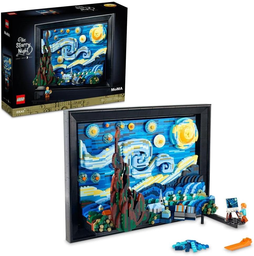 Wall Décor - Lego Idea Van Gogh Starry Night 21333 Art Panel, Interior, Stylish, Toy Blocks, Present, Art, Paintings, Interior, Boys, Girls, Adults