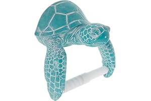Decorative Sea Turtle Toilet Paper Holder, Turquoise and White, 6.9 x 6.9 x 5.7 inches, Resin
