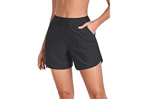 RELLECIGA Women's 3/5/7" High Waisted Swim Shorts with Pockets UV Sun Protection Board Shorts for Women