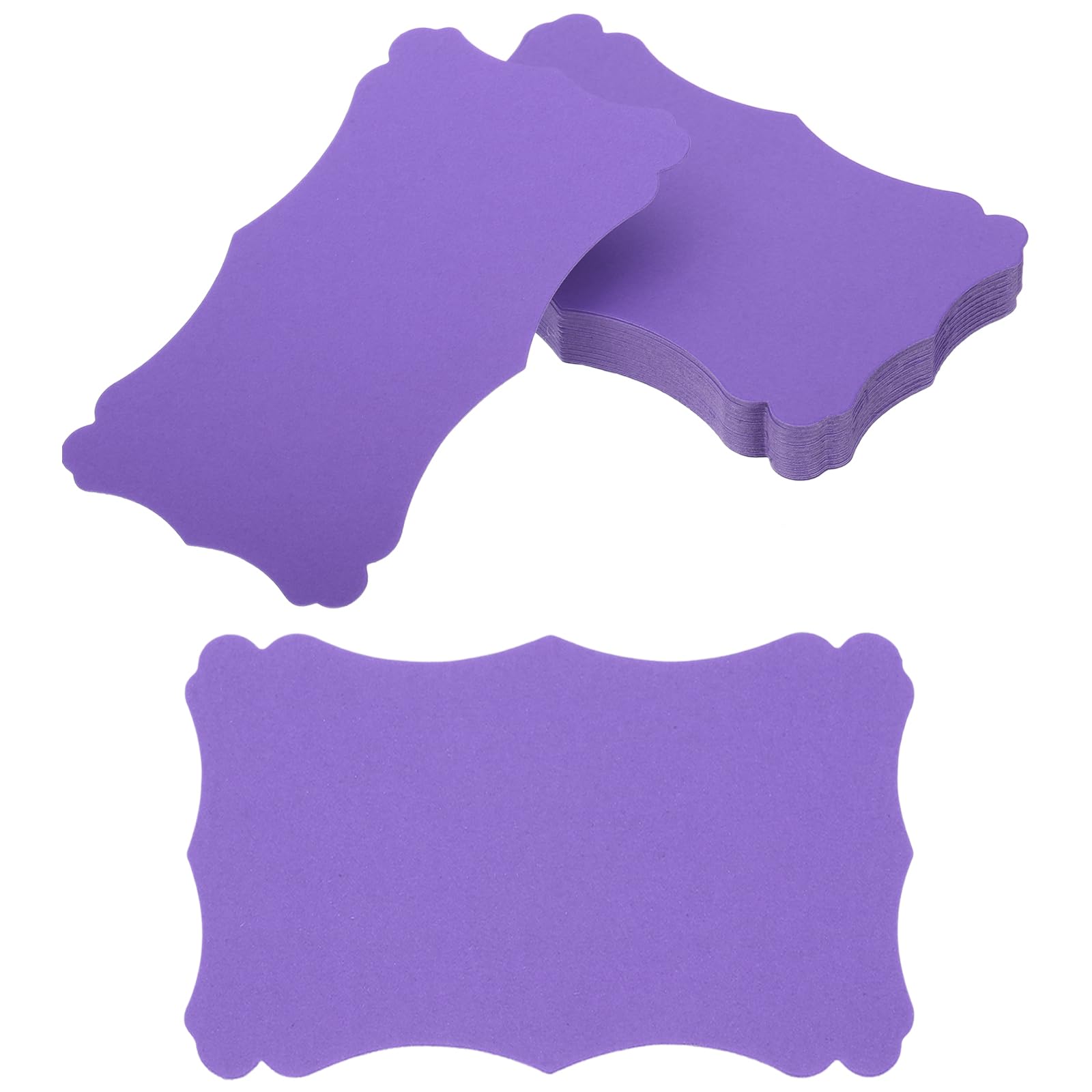 PATIKIL 3"x5" Blank Paper Business Cards, 50 Pack Small Index Flash Cards Words Message Note Card Mini Paper Tags Lace for DIY Gift, Purple