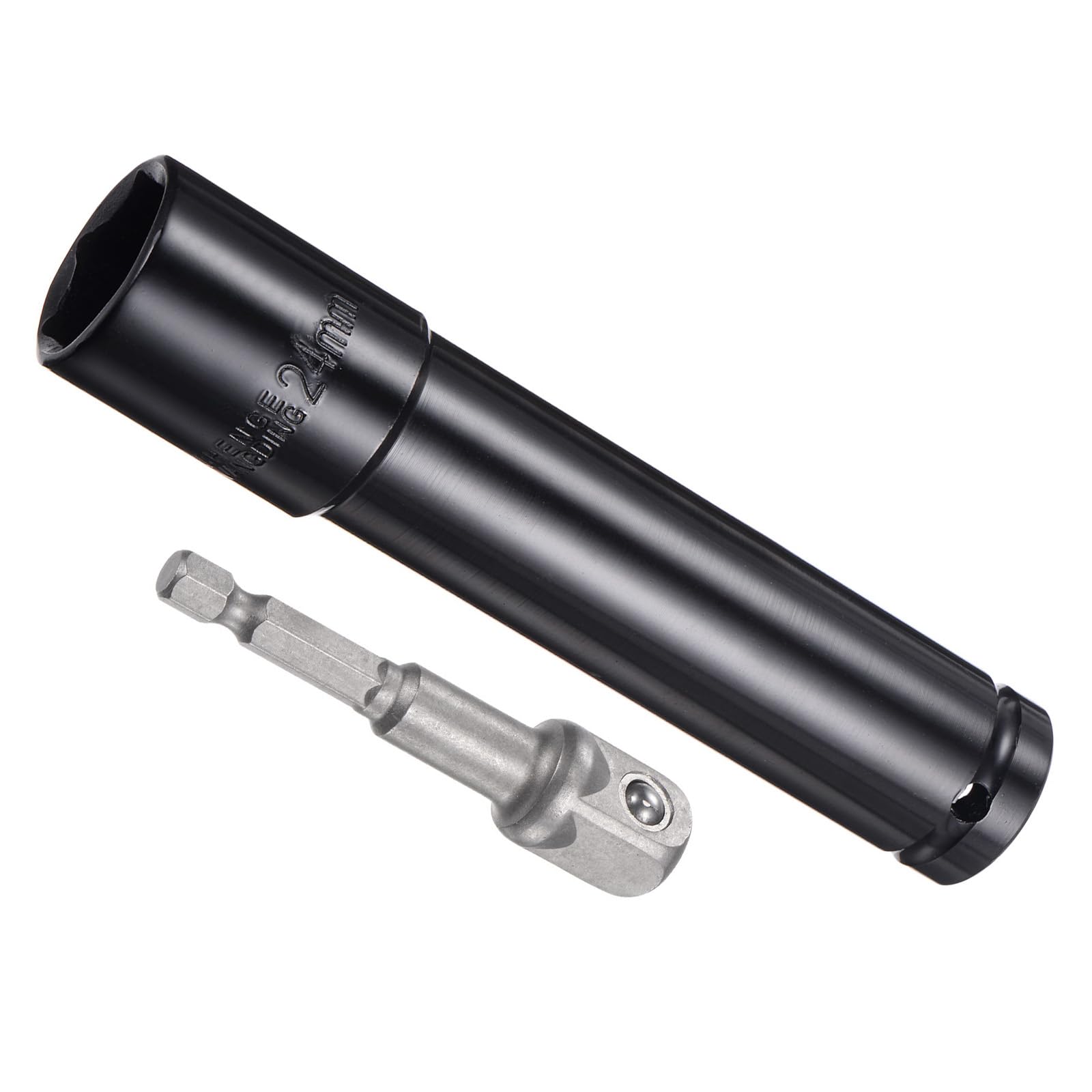 CoCud Deep Socket Set, 24mm Socket 6" Length 1/2" Drive, CR-V 6-Point Drive Socket Accessory Set with 1/4" Socket Adapter - (Applications: for Electric Hand Drill Screwdriver)