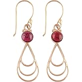 ARTISANJEWELS AAA Grade Natural Gemstone Dangling Earrings, 14K Gold Plated Designer Handmade Jewelry, Wicca & Reiki Healing Crystals, Polished Stone, Fancy Bohemian Chritsmas Gift for Women