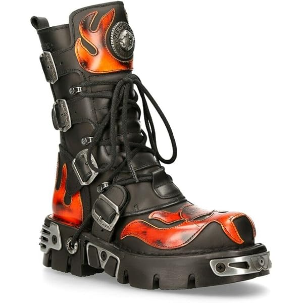 Amazon.com: New Rock Men's 727-S1 Metallic Black Leather