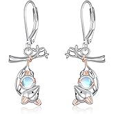 URONE Animal Earrings 925 Sterling Silver Squirrel/Frog/Duck/Opossum/Teddy Bear/Capybara/Red Panda Dangle Earrings Cute Animal Jewelry Gifts for Women