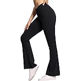 THE GYM PEOPLE Women's Crossover High Waist Flare Workout Leggings Bootcut Bell Bottom Yoga Pants with Tummy Control