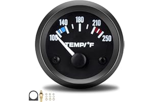 2" 52mm Water Temperature Temp Gauge, Universal Car Pointer Water Temp Meter Kit 100-250 Fahrenheit with White LED Backlight 
