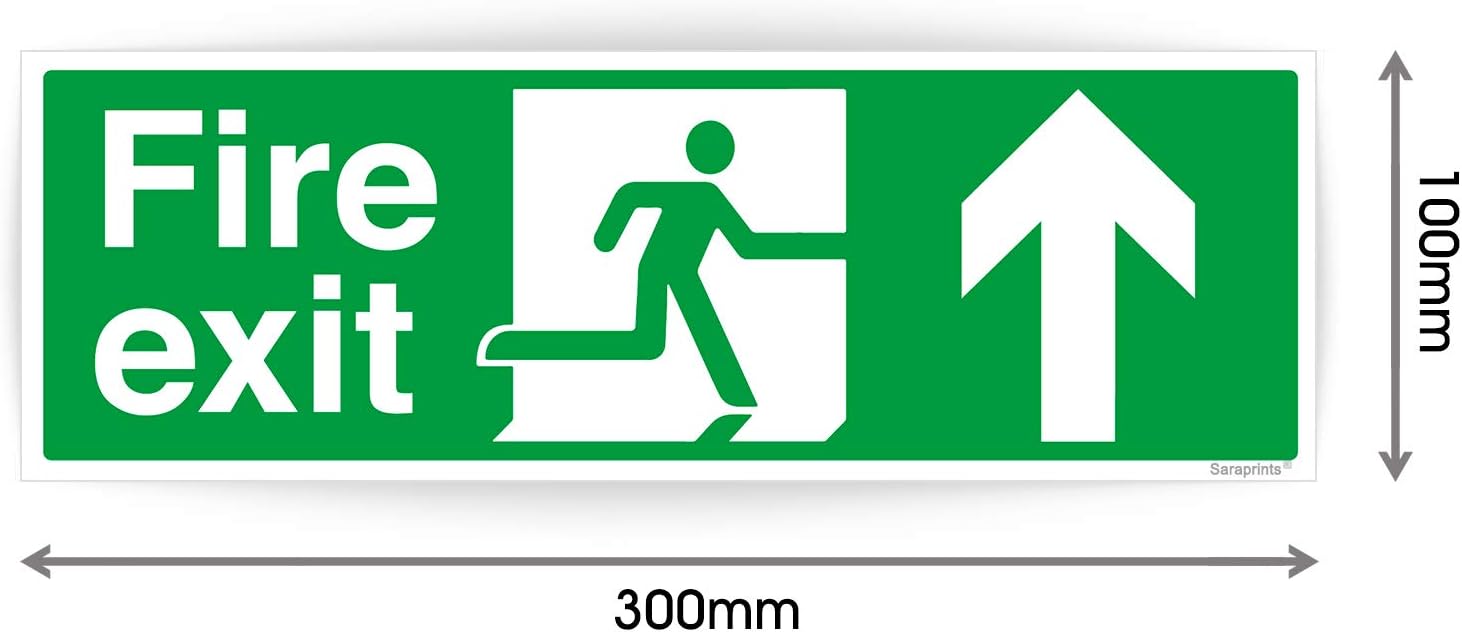 Pack of 2 Up Fire Safety Signs (300 x 100 mm) Waterproof Up Self Adhesive Fire Exit Sign Sara Prints® - Image 4