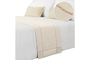 JADE POKE Bed Runner 260 x 50 cm for King Size Bed, Bed Throws for Foot of Bed, Beige Bed Runner Bedding Scarves Decorations for Bedroom Hotel Wedding Room