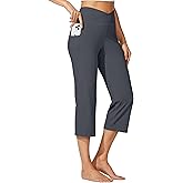 Willit Women's Yoga Capris Pants High Waist Leggings Crossover Straight Leg Athletic Exercise Workout Crop Capris 21"