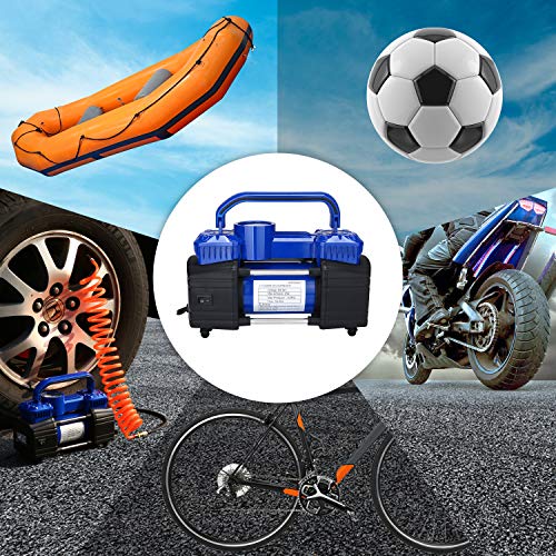HONGNAL Portable Air Compressor Tire Inflator, 150PSI Car Air Pump Compressor with 4 Nozzle Attachments,LED Light,Air Hose,Battery Clamp,DC 12V for Pumping Car Tires, Bicycles, Trucks & Inflatables