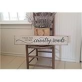 Rustic Wood Plaque Take Me Home Country Roads Wood Sign, Farmhouse, Primitive Rustic Decor, Kitchen Signs, House Warming Gift, Welcome Sign Wooden Signs With Sayings 6" x 16"