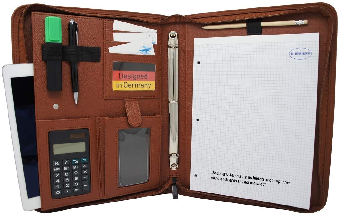 Grey/Portfolio Organizer PU Vegan Leather Notepad Folder for Resumes 3