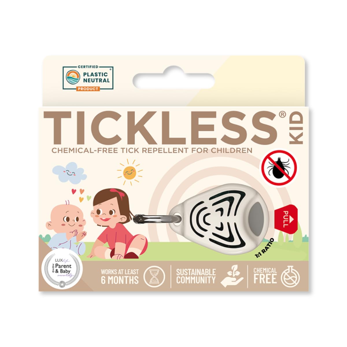 Tickless Baby - Chemical-Free ultrasonic Natural tick Repellent for Children - Beige