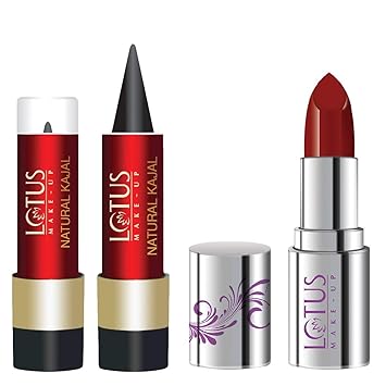 Lotus Makeup: Natural Kajal with Ecostay Butter Matte Lip Color Wine Wish