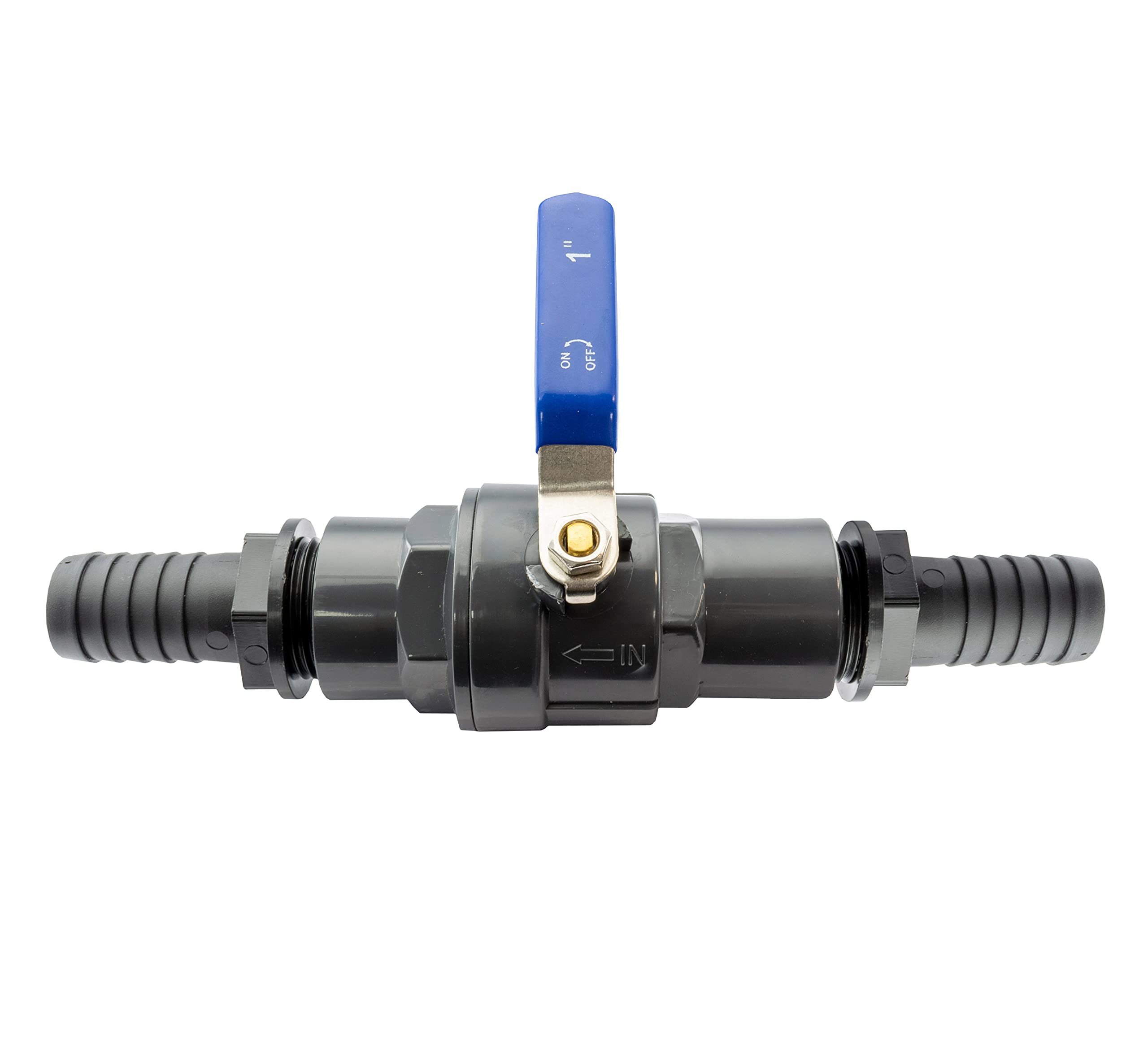 Premium Flow Control Valve for layflat of Corrugated Pond Hose,Stainless Steel Interior Parts + Handle,Ideal for Pumps,Waterfall,Filters and Water Features,Complete with hosetails (12.5mm)