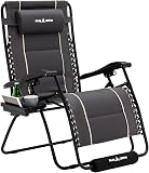 Amopatio Oversized Folding Zero Gravity Chair with Cup Holder for Outdoor&Indoor, XXL Heavy Duty Patio Reclining Lounge Chairs with Tray/Footrest/Headrest,Support 500LBS,Dark Gray