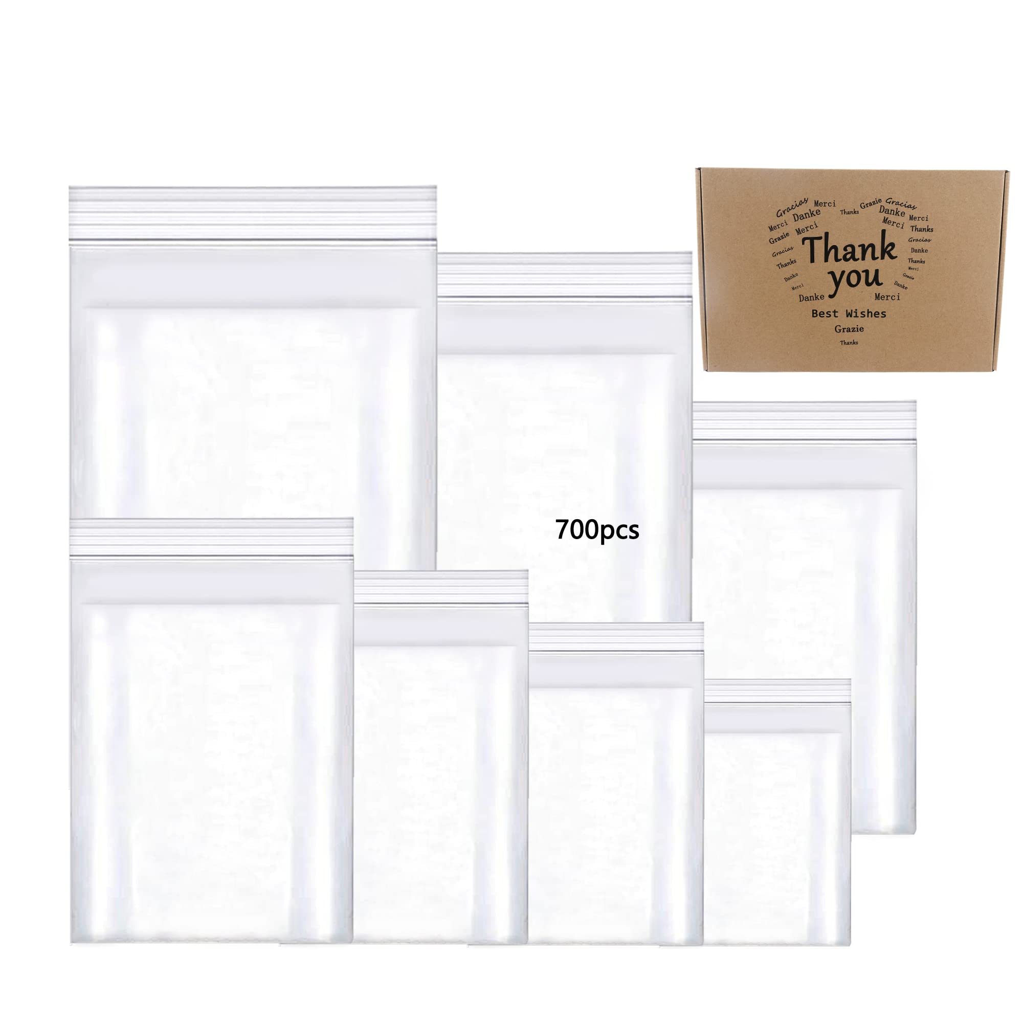 Photo 1 of newlng 700Pack Small Clear Resealable Plastic Bags,Mini Poly Pouches for Snacks,Jewelry,Crafts,Pills-Petite Transparent Self-Sealing Storage Bags Durable Leakproof Lightweight-(7 Assorted Sizes)