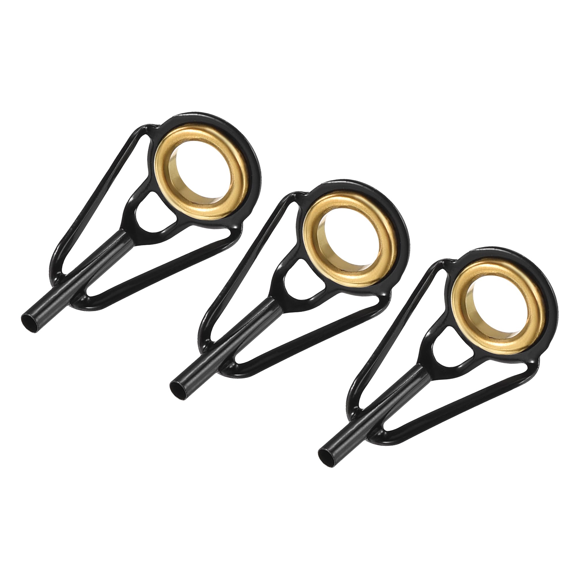 M METERXITY 3 Pack Fishing Rod Tips Repair Kit - Stainless Steel Ring Guide Replacement, Corrosion-Resistant, Apply to Fishing Rod (1.6mm Tube Dia, Black)