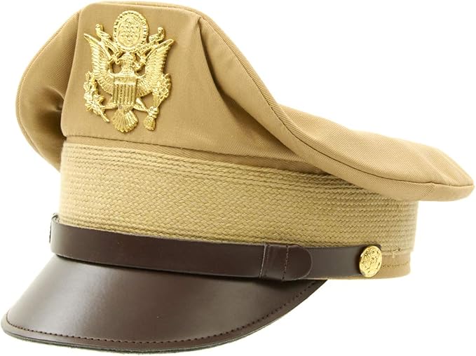 U.S. WWII Officer Visor Crusher Cap Summer (Khaki) Size US 7 3/4 (62 cm