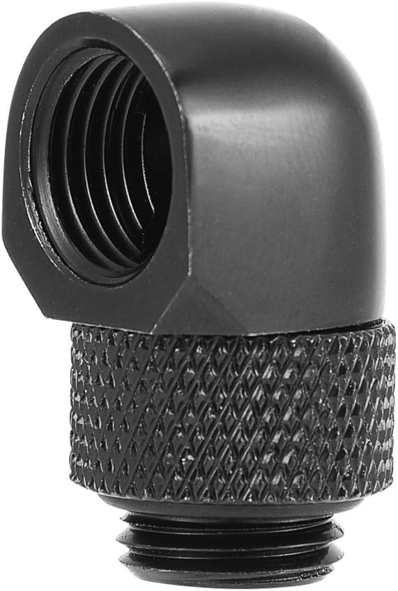 Richer-R Water Cooling Fitting, G1/4 Thread Elbow Connector, 90 Degrees, for Desktop Water Cooling, Black
