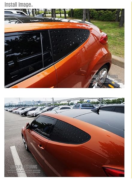 EXLED REAR WINDOW GLASS LETTERING SPORTS PLATE PANEL VER.2 C PILLAR 1-PC FOR 2011-2017 HYUNDAI VELOSTER & VELOSTER TURBO(YELLOW)