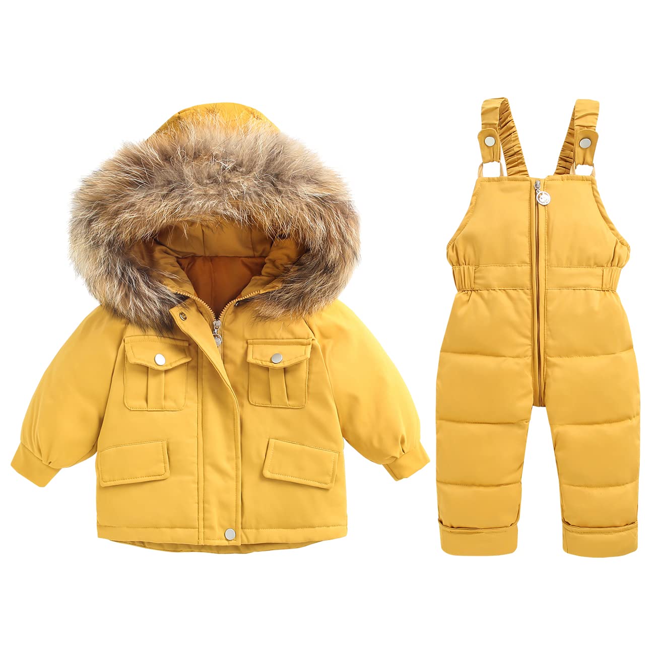 Photo 1 of Mokitoni Toddler Boy Snowsuit Snow Pant and Jacket Bib Winter Baby Coat Girls Clothes 2T