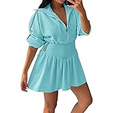 Fisoew Women’s 2 Piece Outfits Skirts Sets Quarter Zip Cropped Sweatshirts Casual Mini Skorts Workout Lounge Wear Sweatsuits