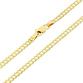 Nuragold 10k Real Yellow Gold Solid Cuban Curb Link 2.5mm Chain Necklace (16"-30") Italian Jewelry for Men & Women