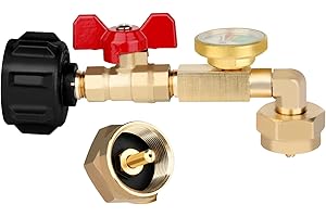 FOINWER Updated Propane Fitting Refill Adapter Valve for 1LB Gas Bottle Refillable Tank Cylinders,QCC Valve Connector,Brass/Metal,CGA600 Valve Connector, 9"Adapter length, safety Propane Refill Adapter Valve