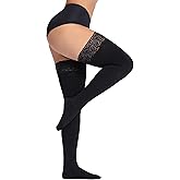 Fleece Lined Thigh High Stockings, Stay Up Opaque Winter Thermal Tights for Women Multiple Colors