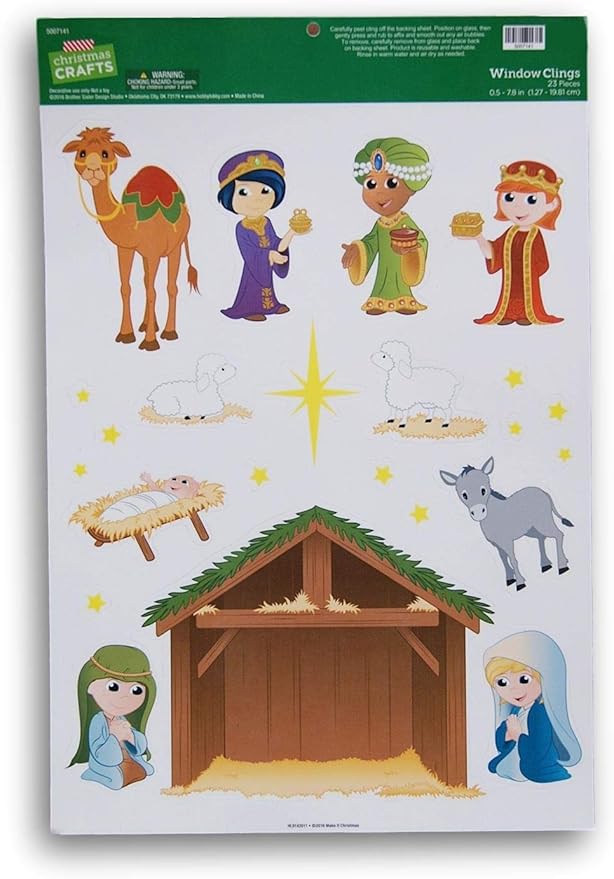 Christmas Reusable Window Clings Build Your Own Nativity