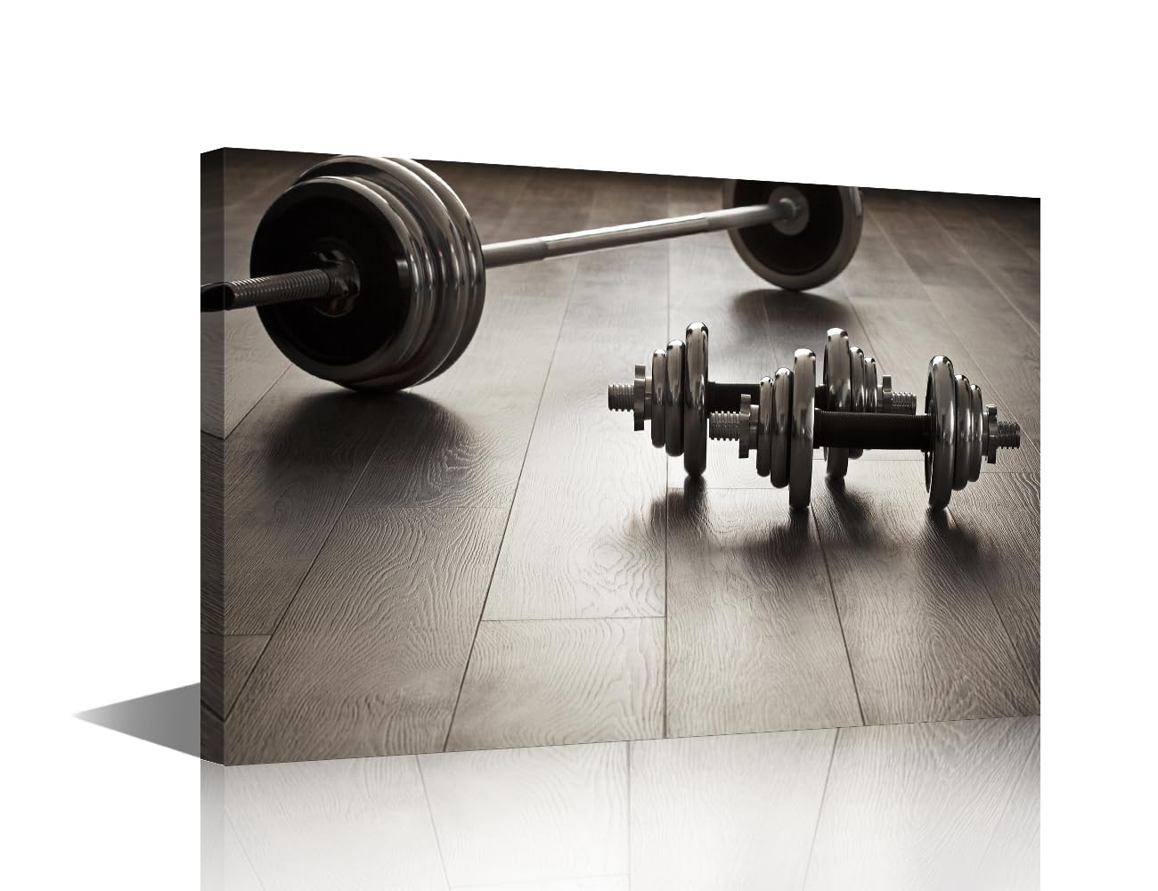 Wall Art for Living Room Vintage Dumbbells Pictures Sport Fitness Canvas Wall Art Weight Training Posters Fitness Club Wall Decor Art for Bedroom Paintings Giclee Framed Ready to Hang 24x16 in